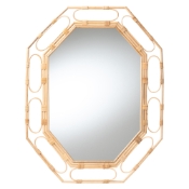 bali & pari Remedy Octagonal Natural Rattan Wall Mirror - Handwoven Accent Mirror with Open Loop Detailing, Boho Coastal Style for Entryway, Bedroom, or Living Room Decor